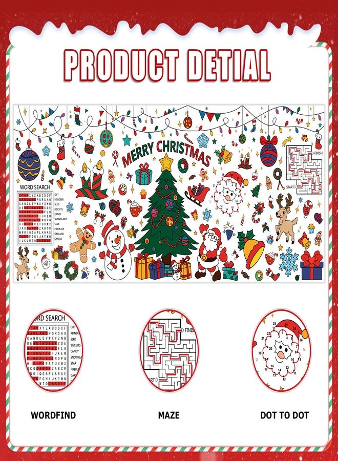 PADELO Giant Merry Christmas Coloring Poster - Large Christmas Tree Coloring Tablecloth, DIY Xmas Table Cloth Jumbo Banner Paper Craft for Gifts Activities Xmas Party Favors Supplies Decor, 30 x 72 Inch - Image 3